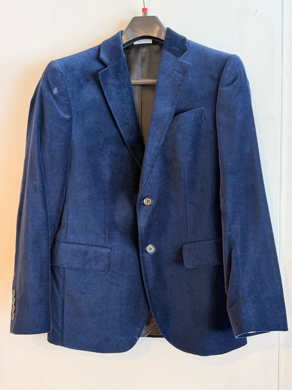 jf j.ferrar Navy Velvet Sport Coat 36S slim fit 100% cotton